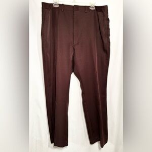 MENS 41 X 28 FLEXSLAX FULL FIT BROWN FLAT FRONT DRESS PANTS